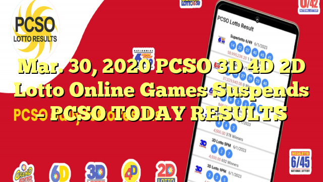 Mar. 30, 2020 PCSO 3D 4D 2D Lotto Online Games Suspends – PCSO TODAY RESULTS